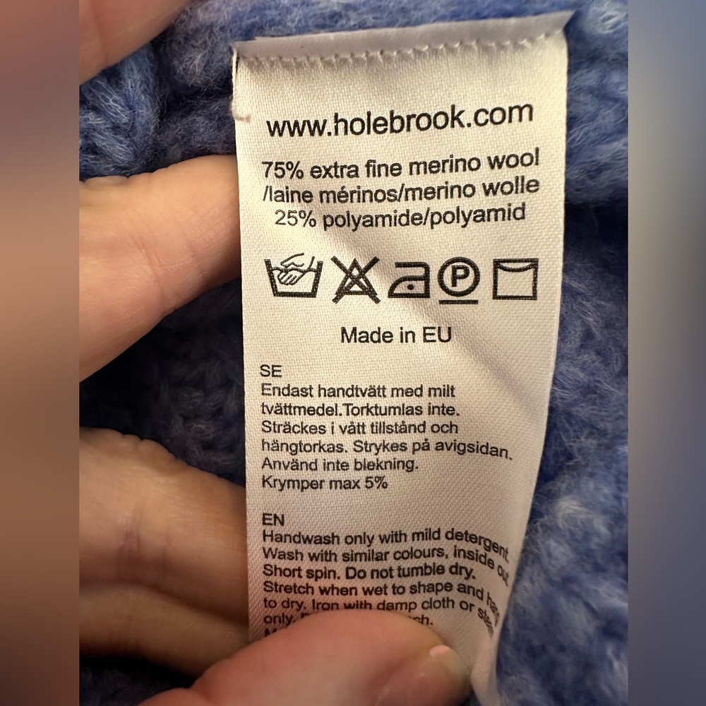 Holebrook Sweden Cajsa Wool Blend Sweater Blue Small Quiet Luxury - Picture 4 of 4